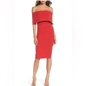 NWT Vince Camuto Red Sheath Off the Shoulder Dress